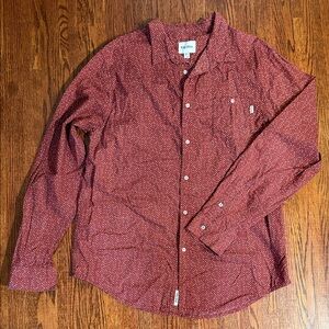 Rhythm. Men's Burgundy Dot-Print Button-Down Shirt